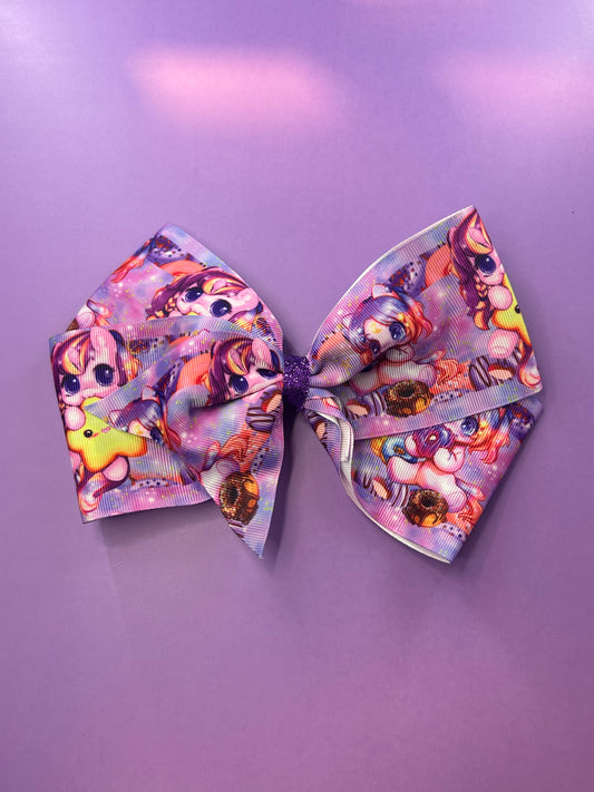 Cutiebow unicorn purple bow