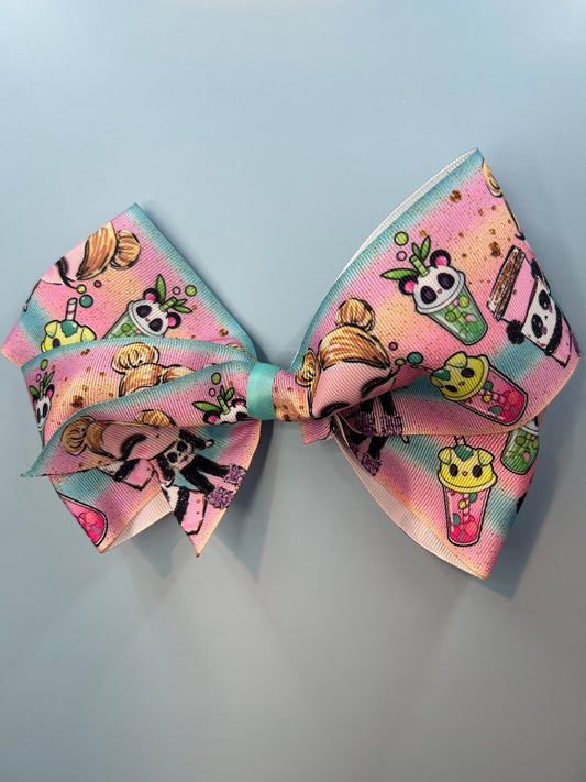 Cutiebow pink/aqua bow - Cutiebowtooties