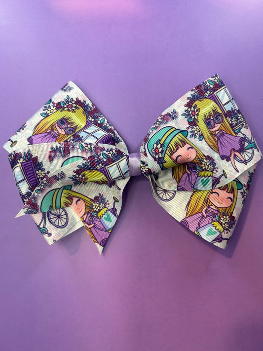 Cutiebow purple/white bow - Cutiebowtooties