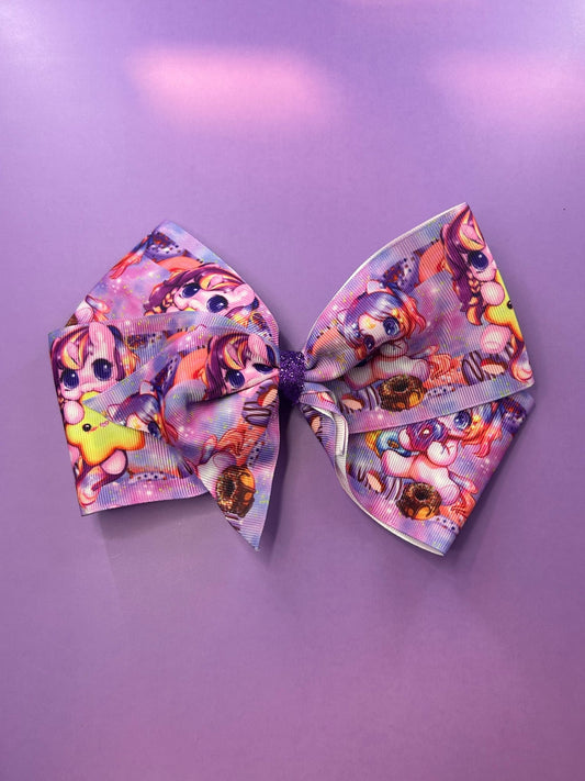 Cutiebow unicorn purple bow - Cutiebowtooties