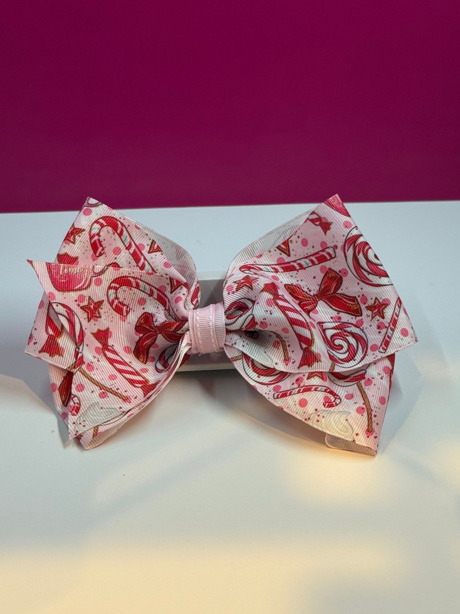 Pink peppermint bow - Cutiebowtooties
